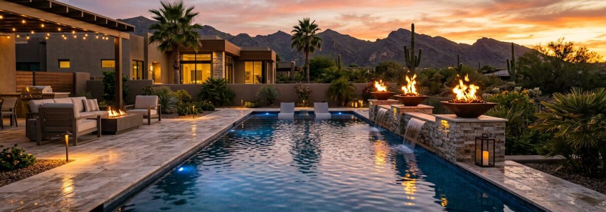 Pool Fire and Water Features for Luxury Arizona Backyards | Luxury Custom Pool Builders in Scottsdale | Sonoran Waters