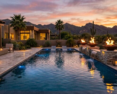 Pool Fire and Water Features for Luxury Arizona Backyards | Luxury Custom Pool Builders in Scottsdale | Sonoran Waters