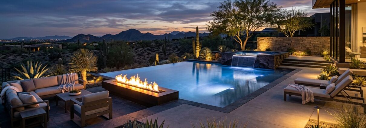 Modern Outdoor Fire And Water Features For Luxury Backyards Modern Outdoor Fire And Water Features For Luxury Backyards | Luxury Custom Pool Builders in Scottsdale | Sonoran Waters