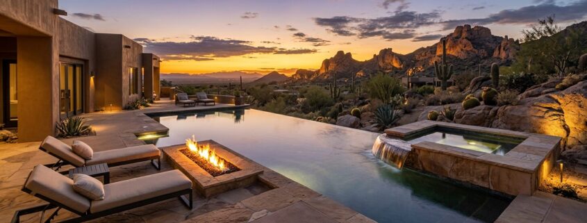 Modern Luxury Outdoor Living Spaces for Scottsdale Homes | Luxury Custom Pool Builders in Scottsdale | Sonoran Waters